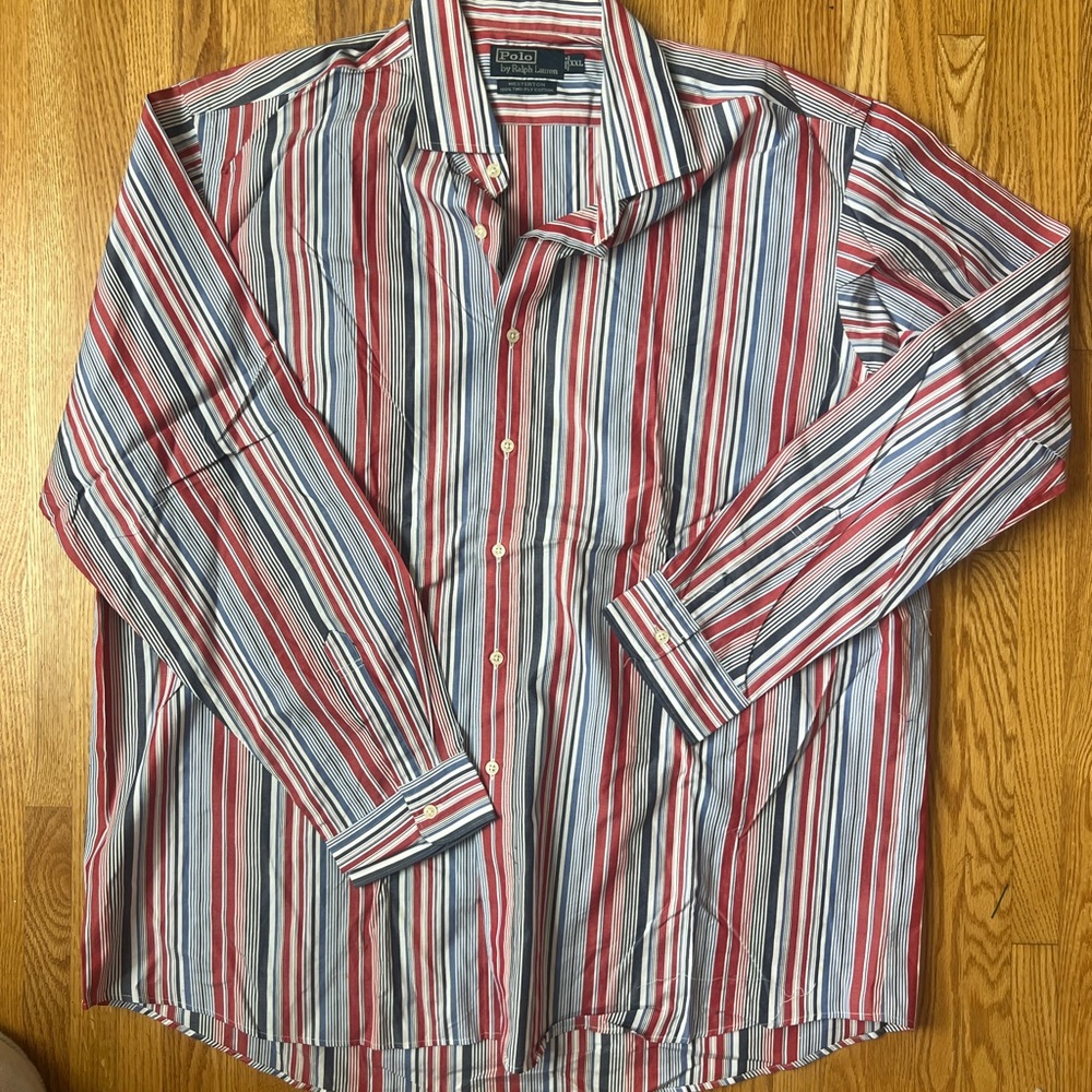 Ralph Lauren Polo Men’s Red, Blue & White Striped Button-Down Shirt
